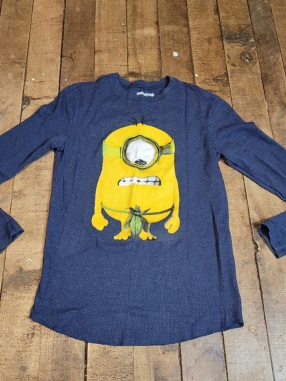 Navy Blue Minion Graphic Long Sleeve Tee Small